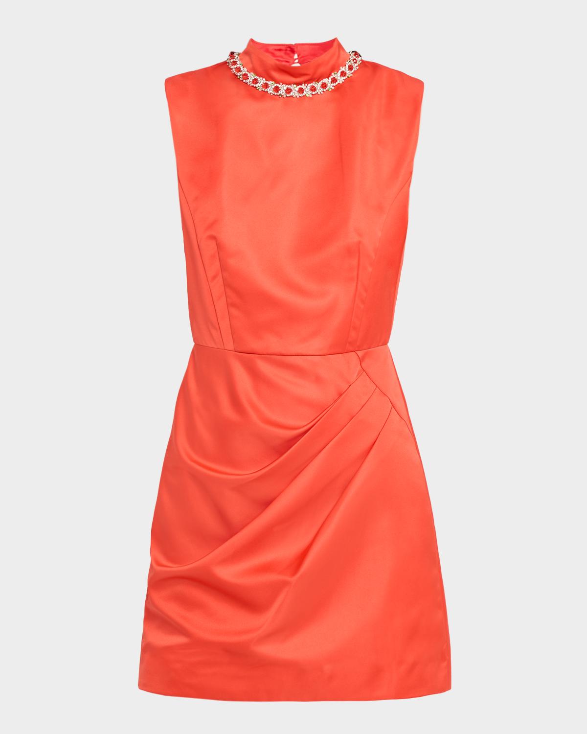 Saloni Floral Embellished Satin Mini Dress