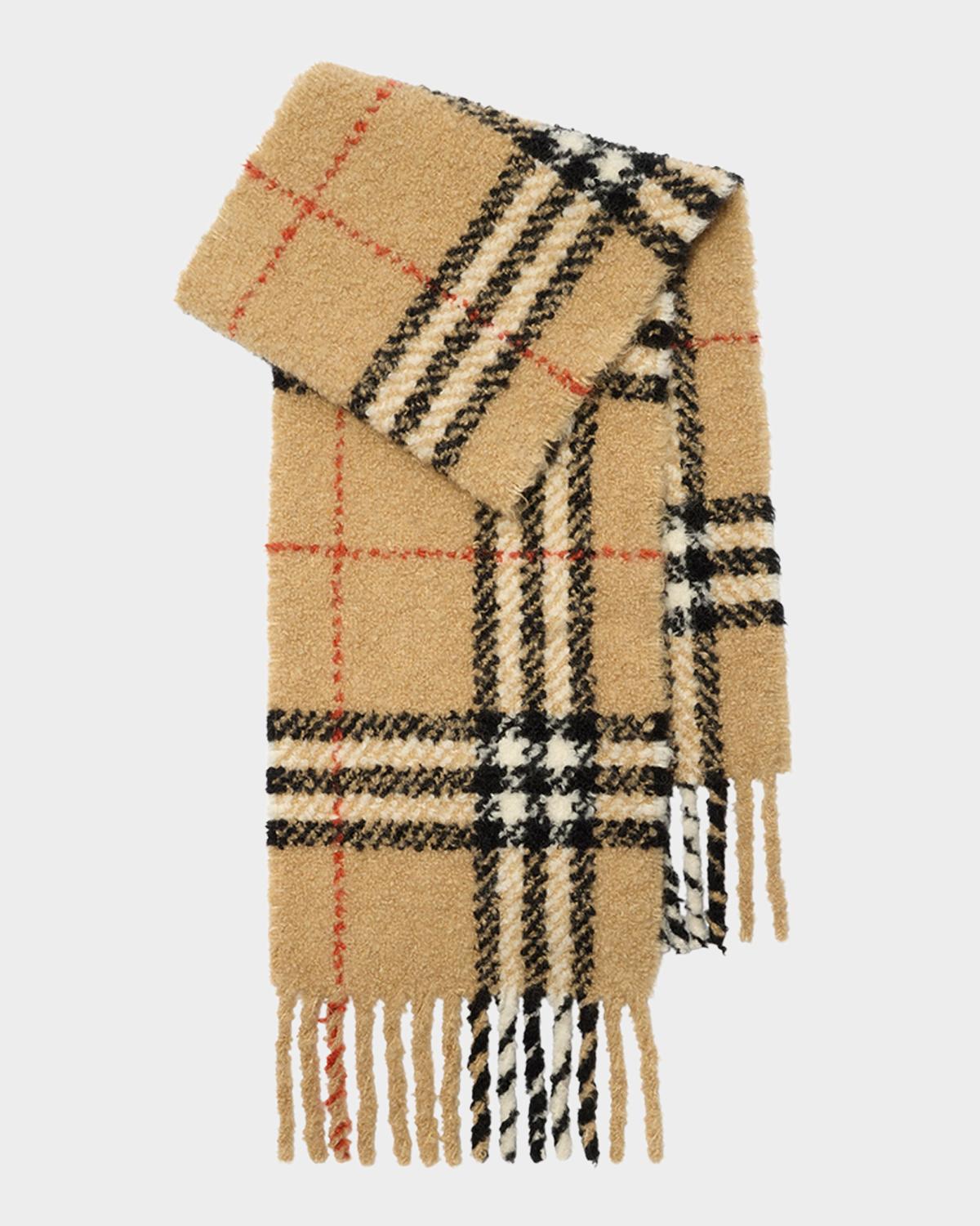Burberry Check Alpaca Wool Blend Bouclé Scarf
