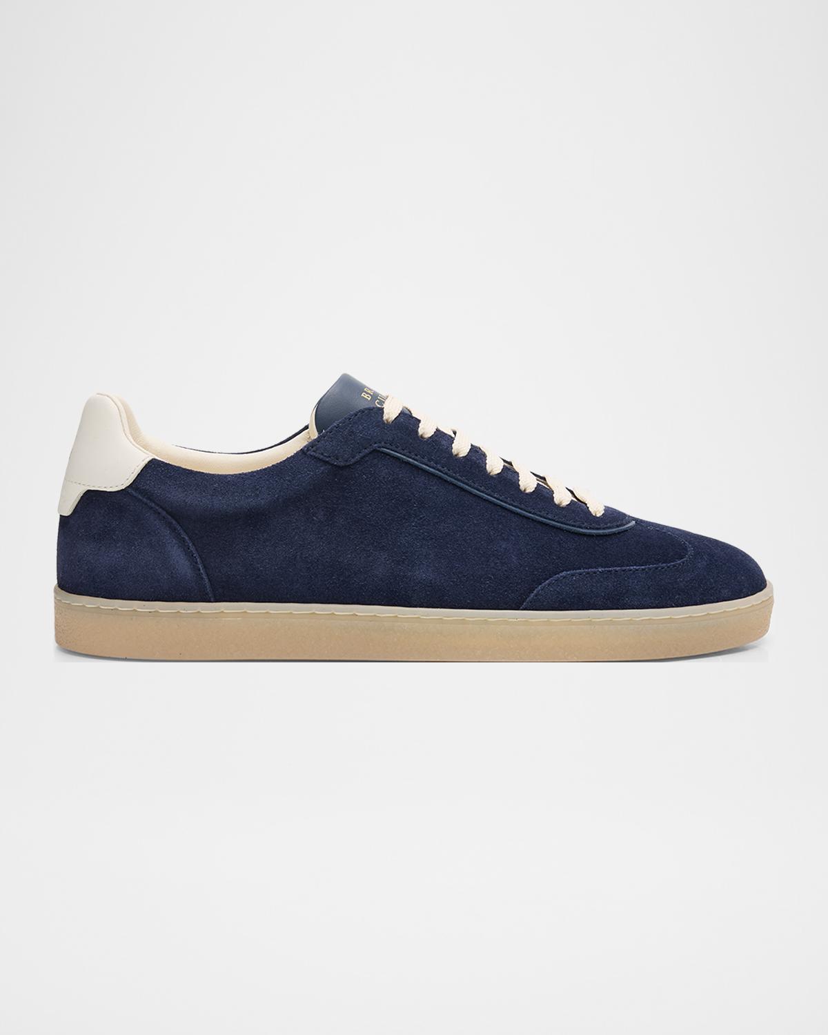 Brunello Cucinelli Men's Suede T-Toe Low-Top Sneakers