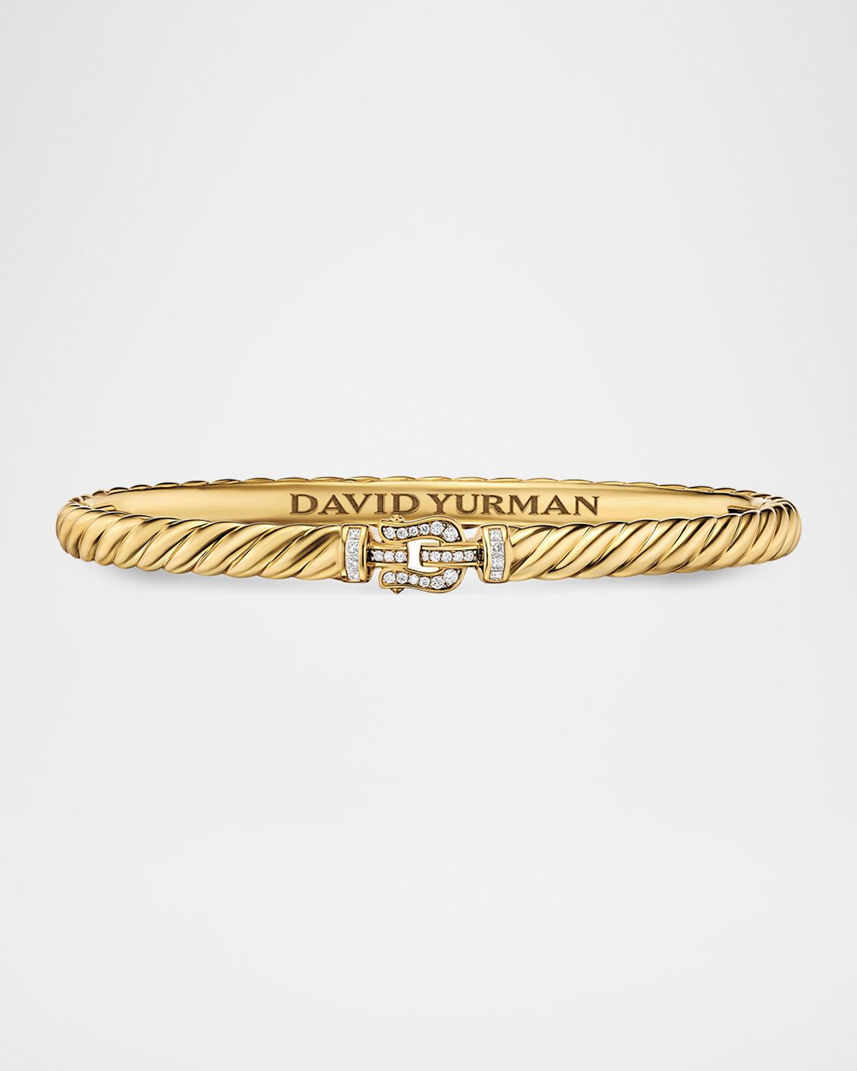Sculpted Cable Buckle Bracelet with Diamonds in 18K Gold