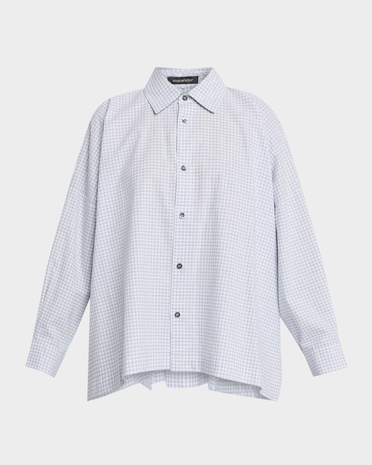 Eskandar Wide-Fit Check Cotton Shirt