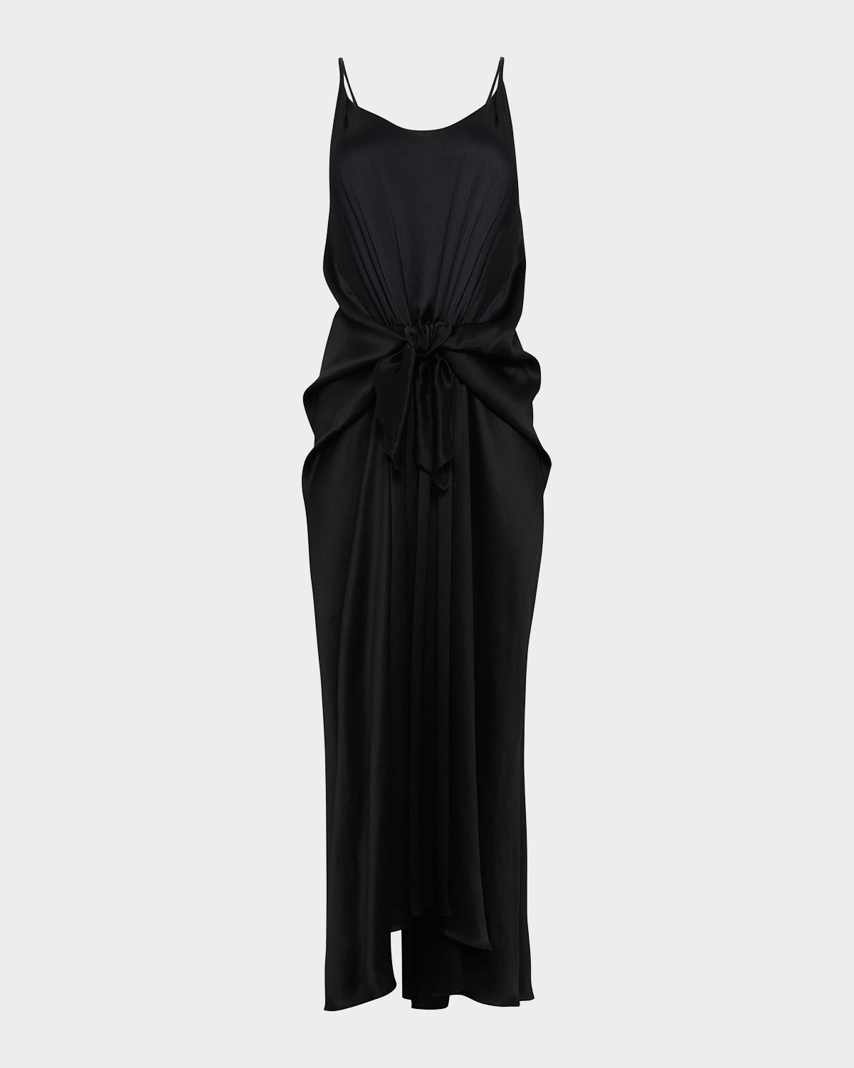 JW Anderson Sleeveless Knotted Crinkle Silk Maxi Dress