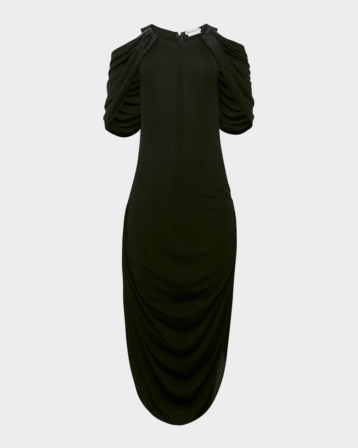 JW Anderson Beaded Sleeve Draped Midi Dress