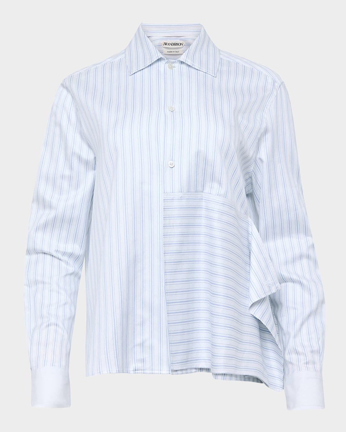 JW Anderson Asymmetric Drape Striped Button-Down Shirt