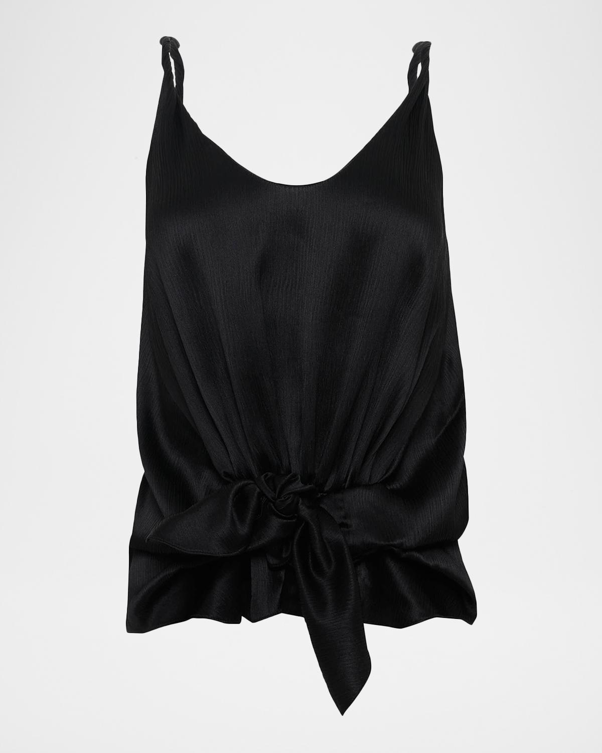 JW Anderson Knotted Crinkled Silk Tank Top