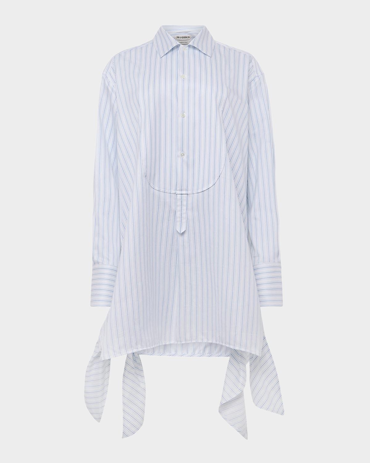 JW Anderson Knotted Stripe Cotton-Poplin Mini Shirtdress