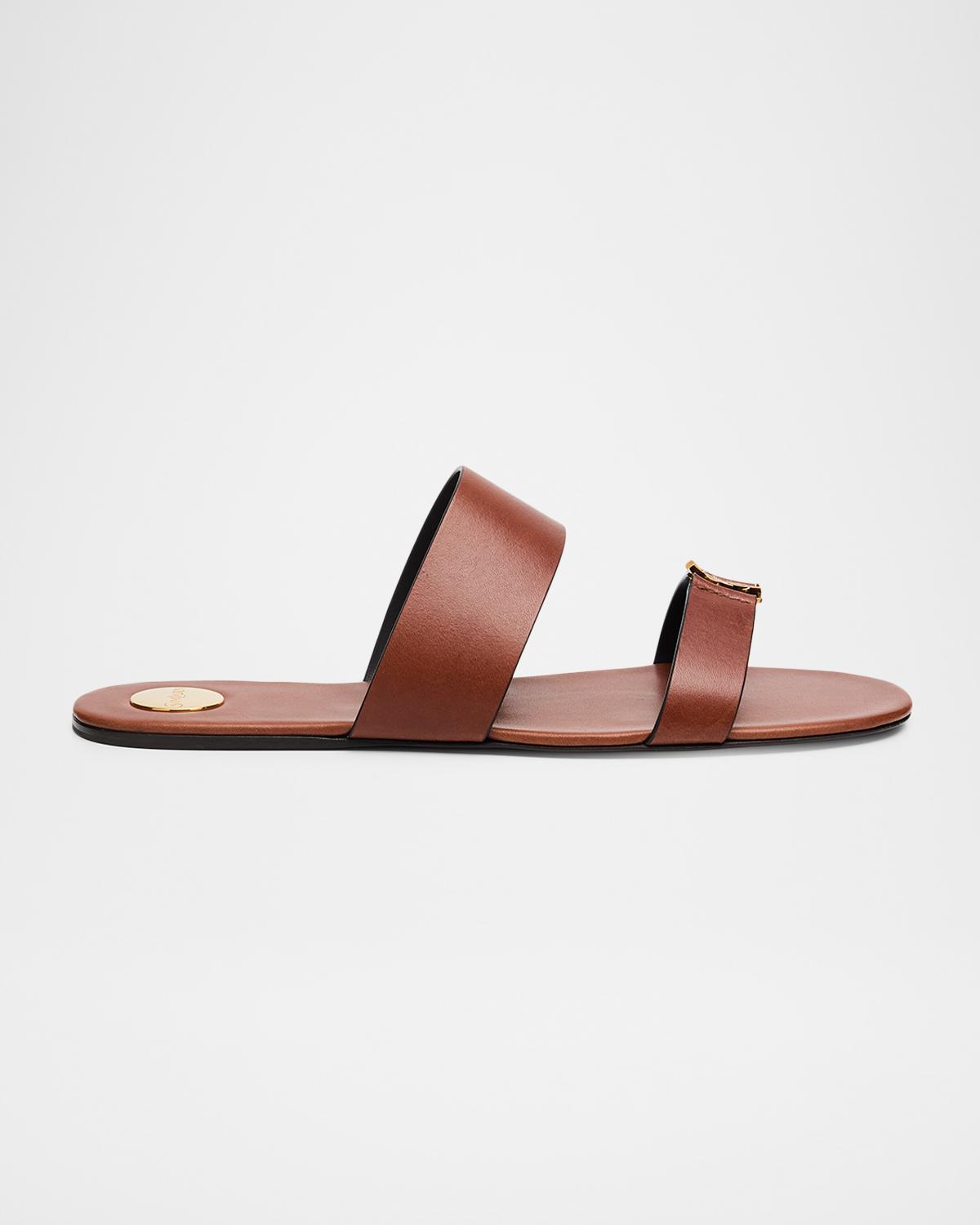 Maine YSL Leather Slide Sandals