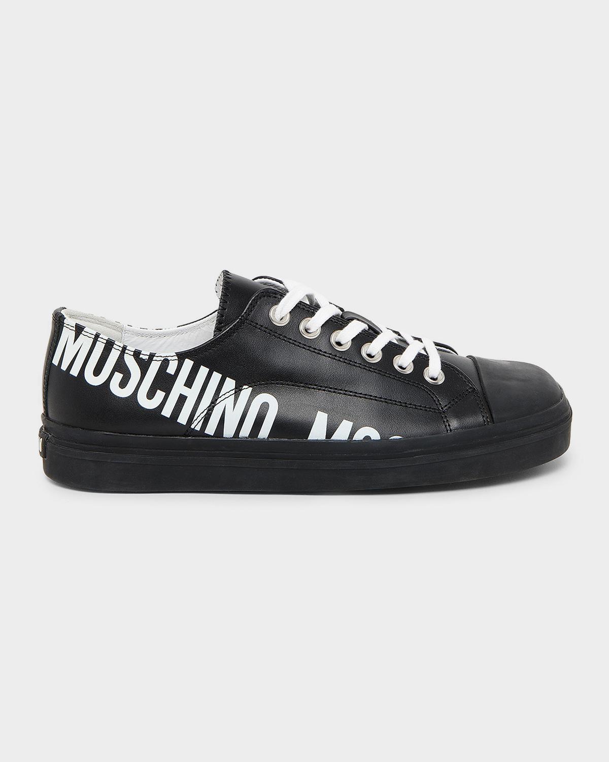 Moschino Men's Logo-Printed Leather Low-Top Sneakers