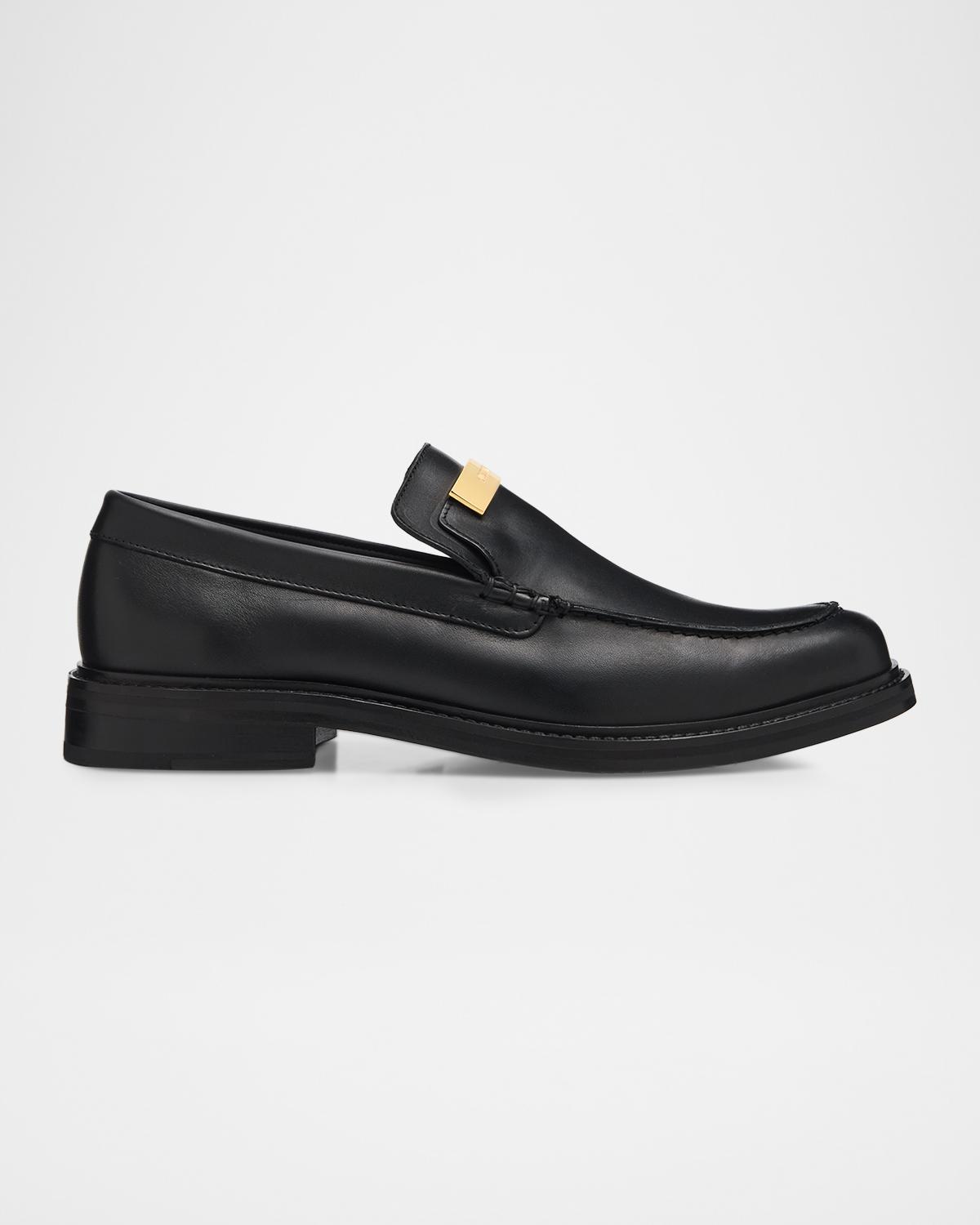Moschino Men's Logo Plaque Leather Loafers