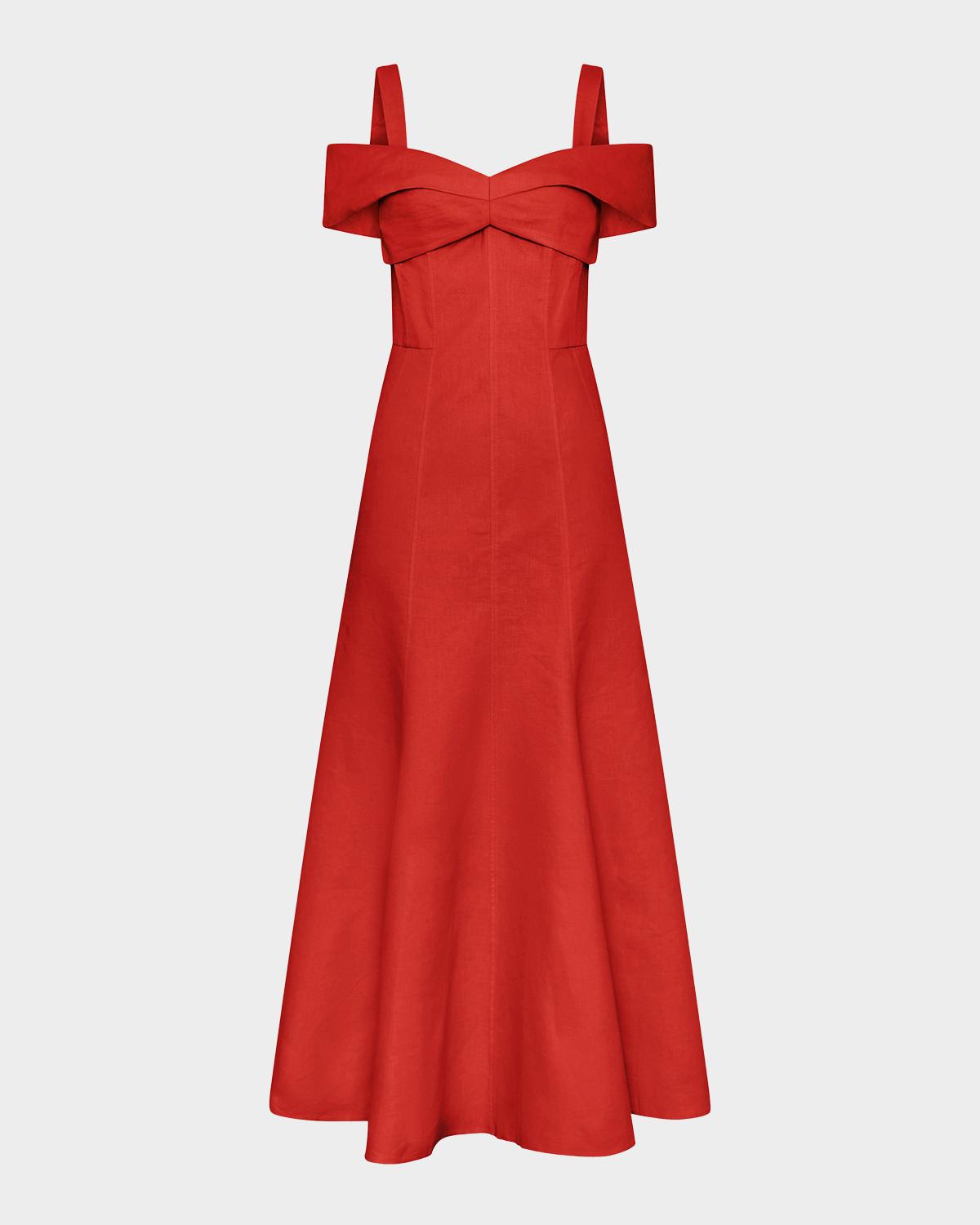 NICHOLAS Ivana Cold-Shoulder Sweetheart Midi Dress