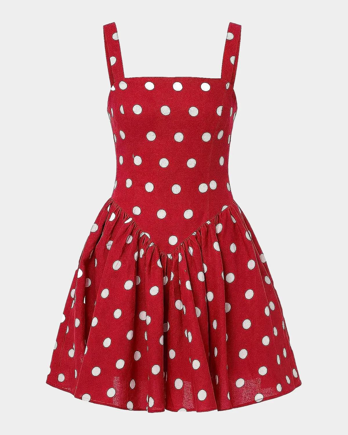 NICHOLAS Vittoria Polka Dot Flounce Mini Dress
