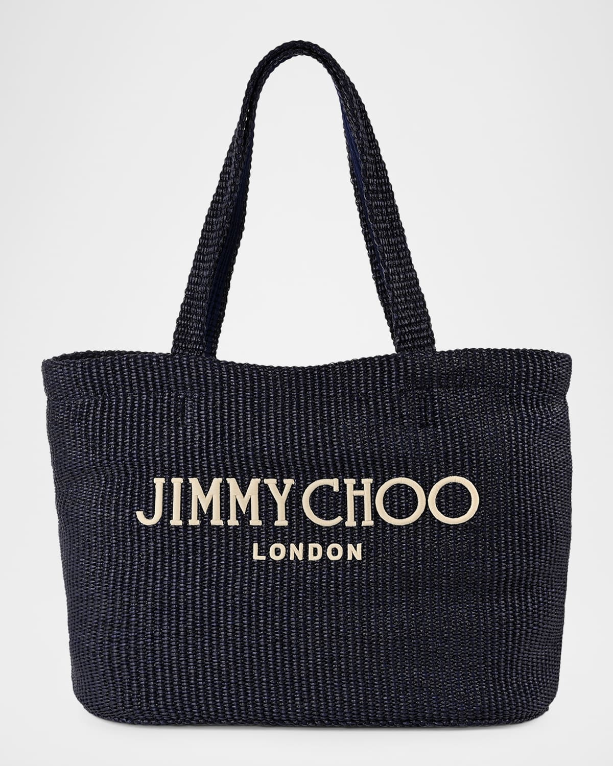 Jimmy Choo Embroidered Raffia Beach Tote Bag