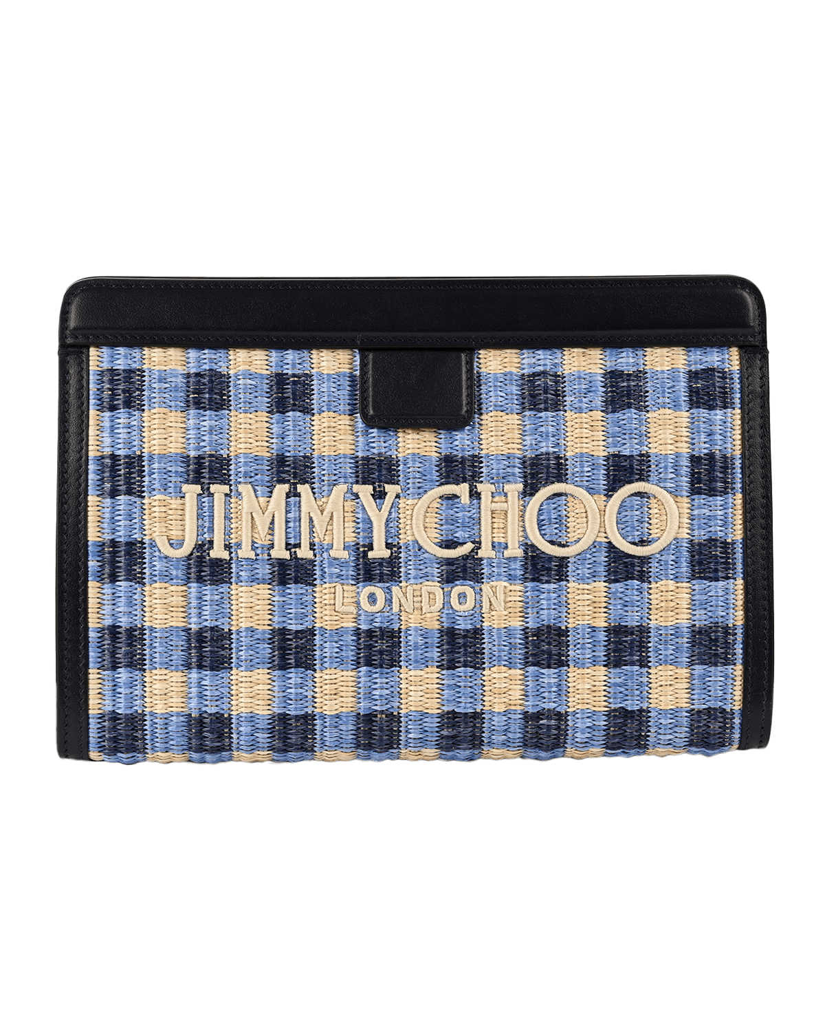Jimmy Choo Riviera Capsule Avenue Logo Gingham Raffia Clutch | Thumbnail 2 Jimmy Choo Riviera Capsule Avenue Logo Gingham Raffia Clutch | Thumbnail 2