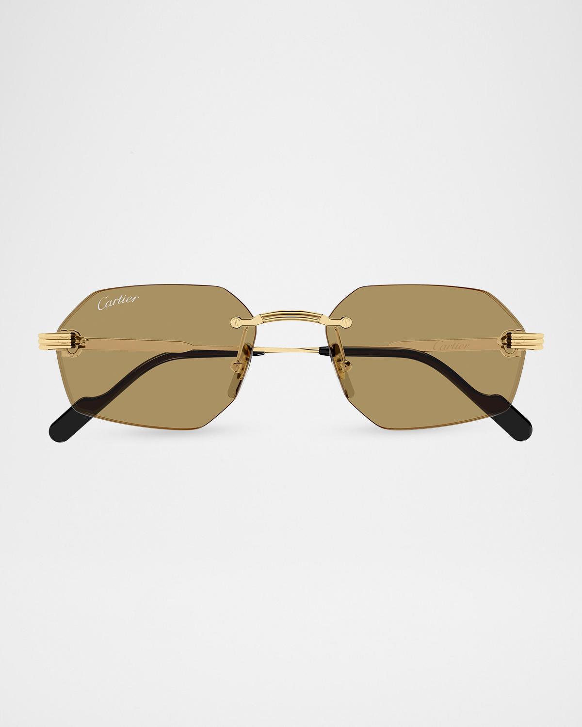 Cartier Men's CT0616S-002 Metal Rectangle Sunglasses
