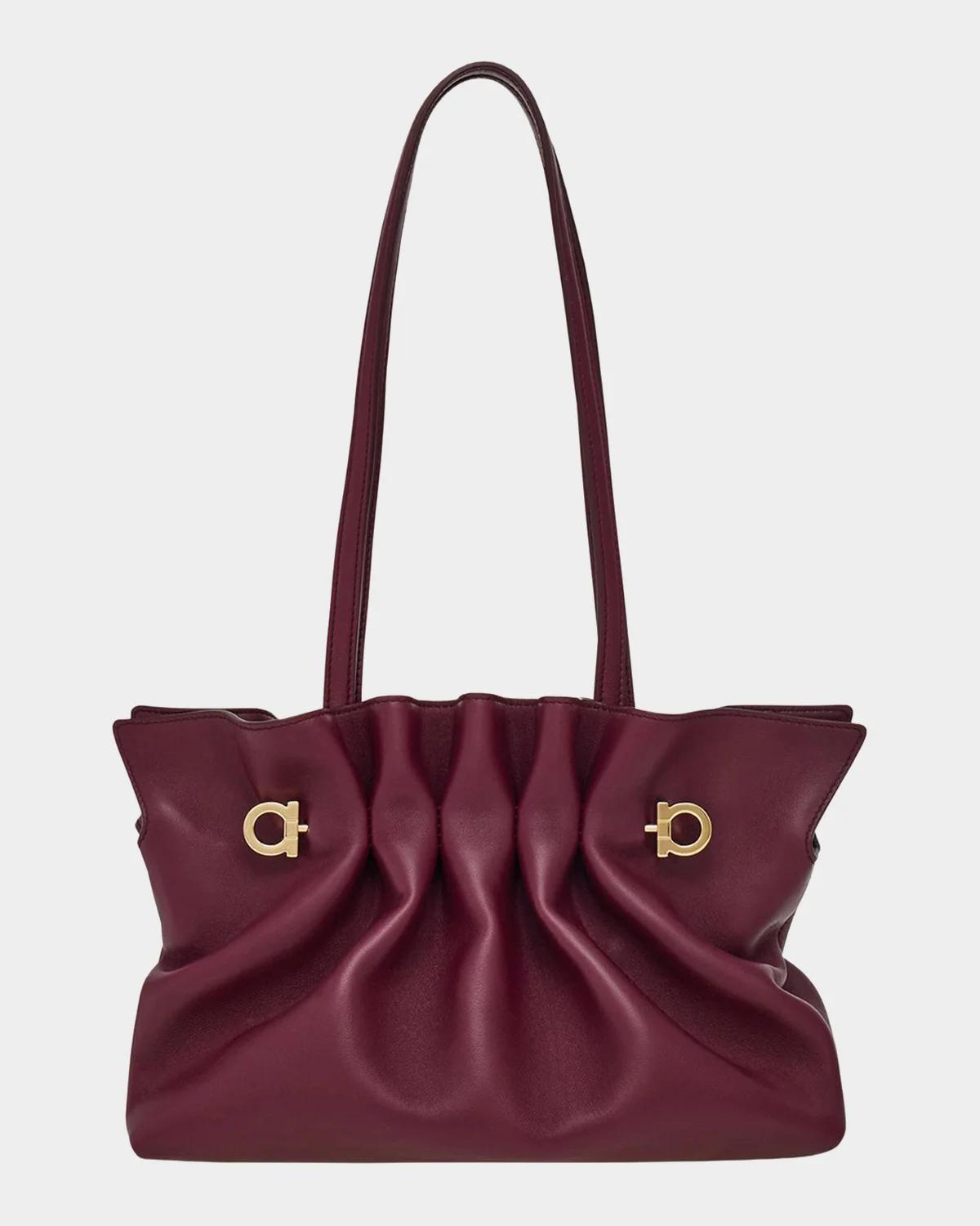 Gancio Pin Soft Leather Shoulder Bag