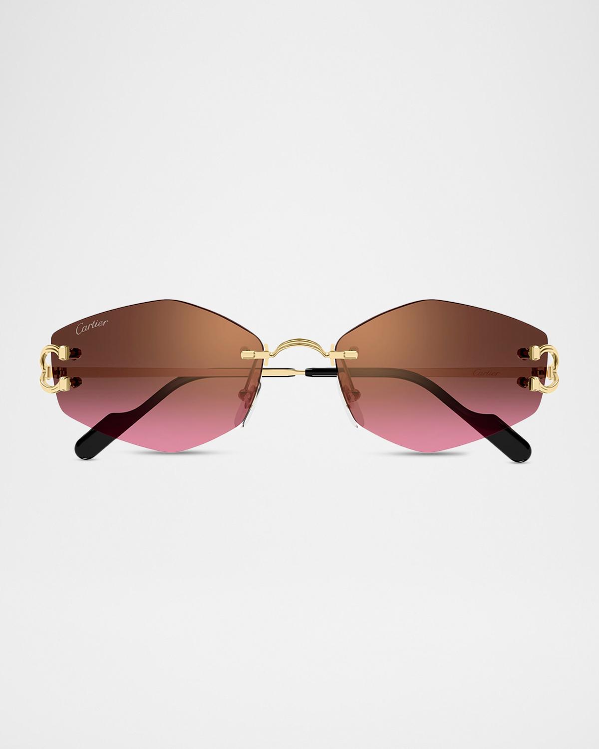 Cartier 56mm Geometric Oval Sunglasses
