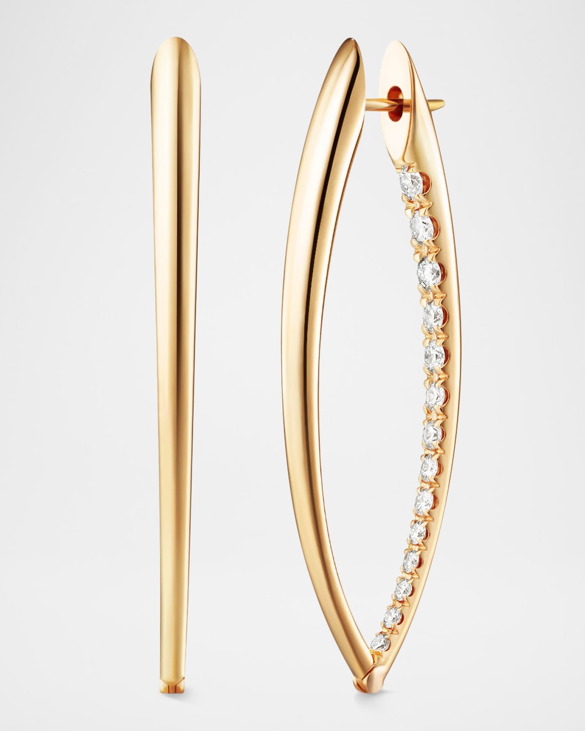 Melissa Kaye 18K Cristina Earrings with Partial Diamonds, Large