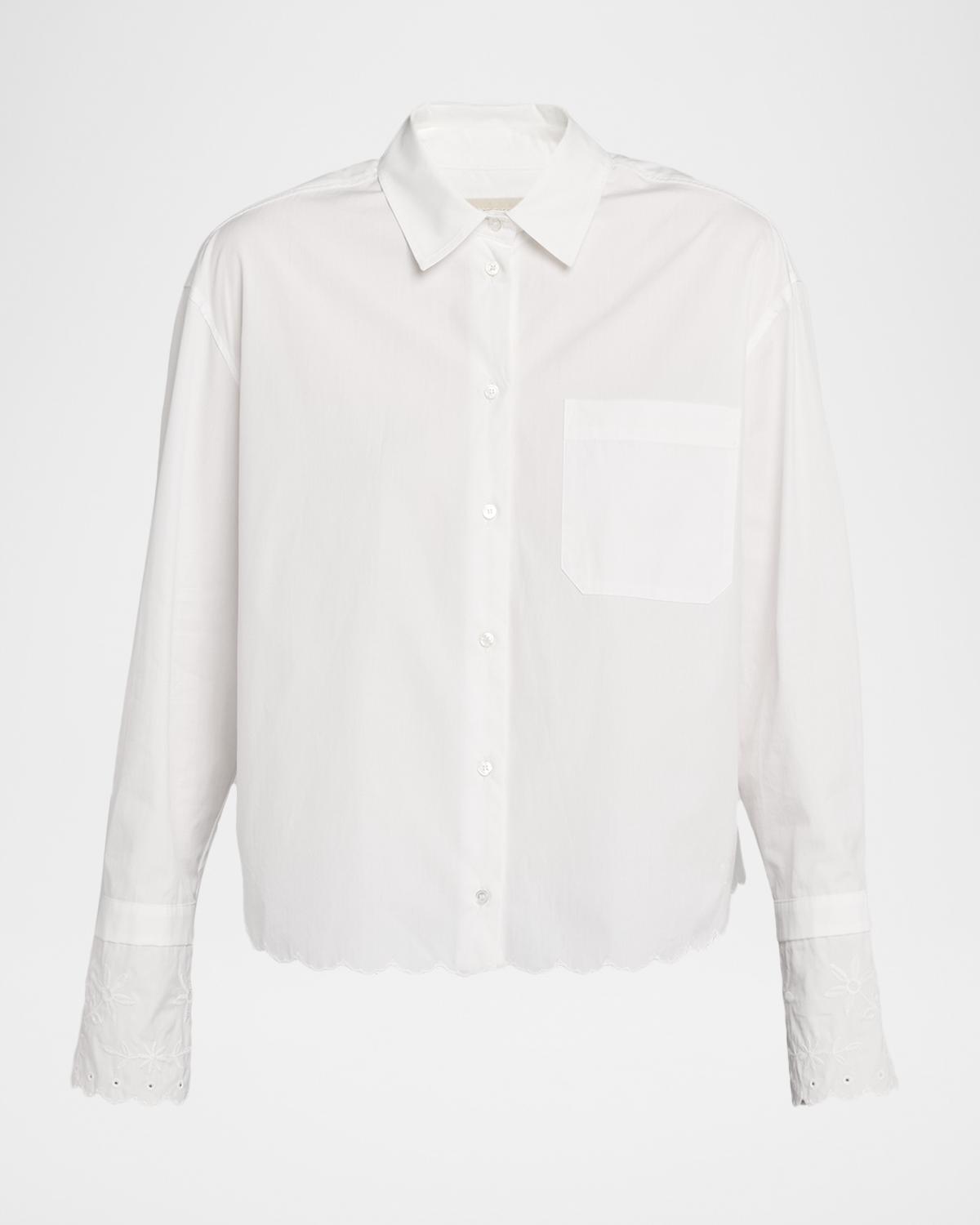 Weekend Max Mara Embroidered Scalloped Cotton Poplin Shirt