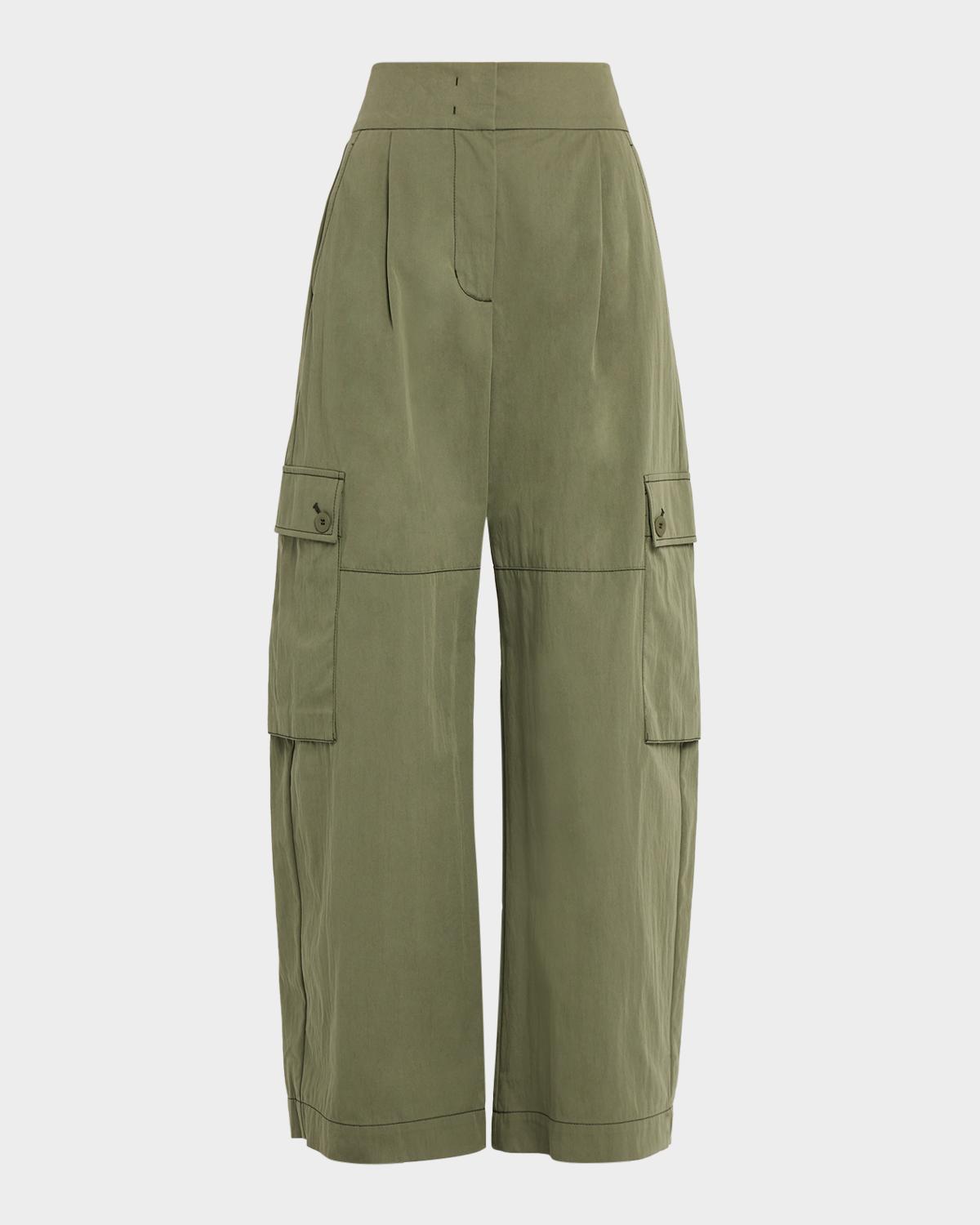 Weekend Max Mara Barrel-Leg Gabardine Cargo Pants