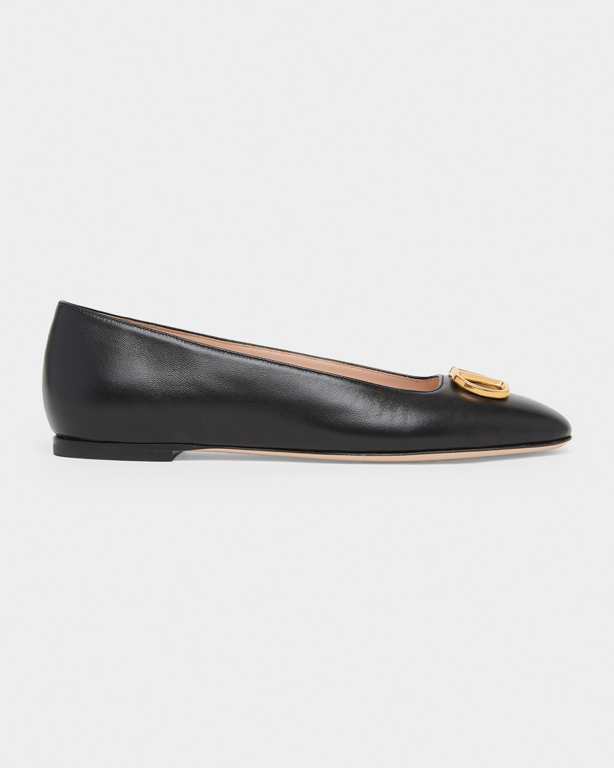 VLogo Signature Leather Ballerina Flats