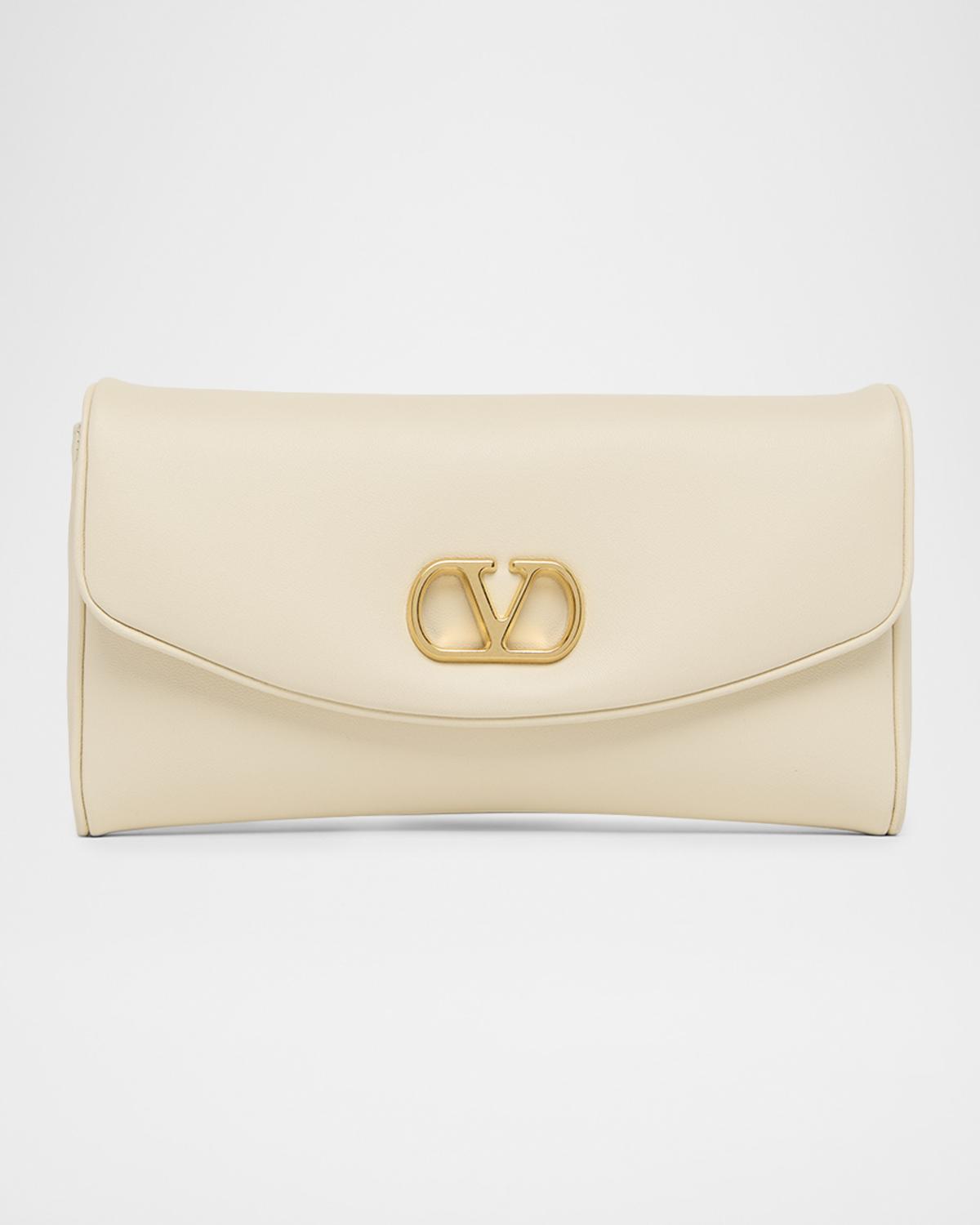 Small VLogo Leather Shoulder Bag