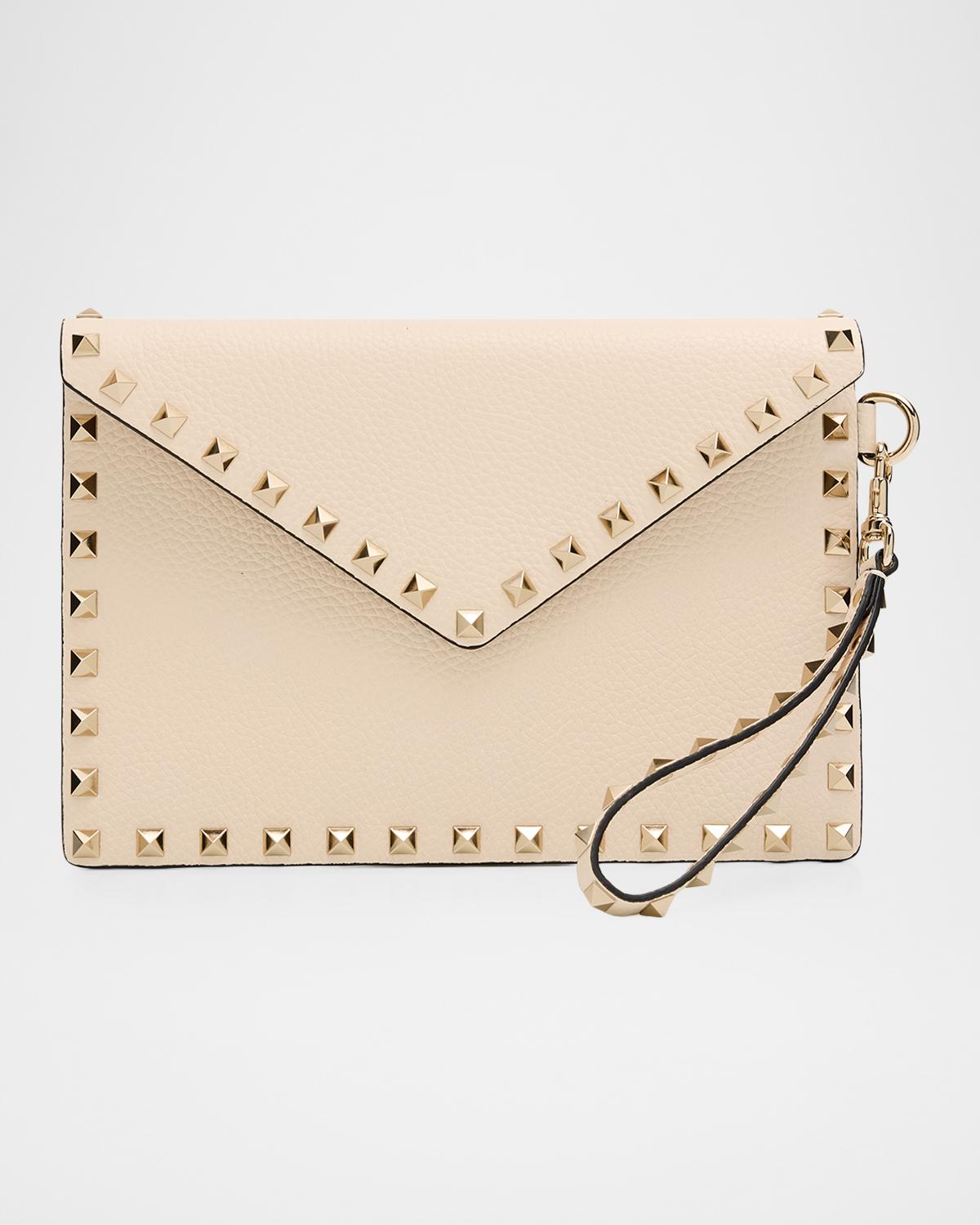 Medium Rockstud Grain Leather Pouch Bag