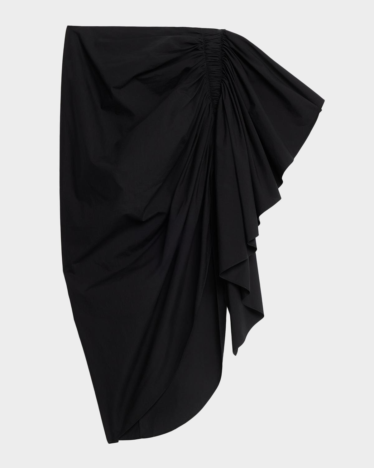 Michael Kors Collection Draped High-Low Cotton Midi Skirt