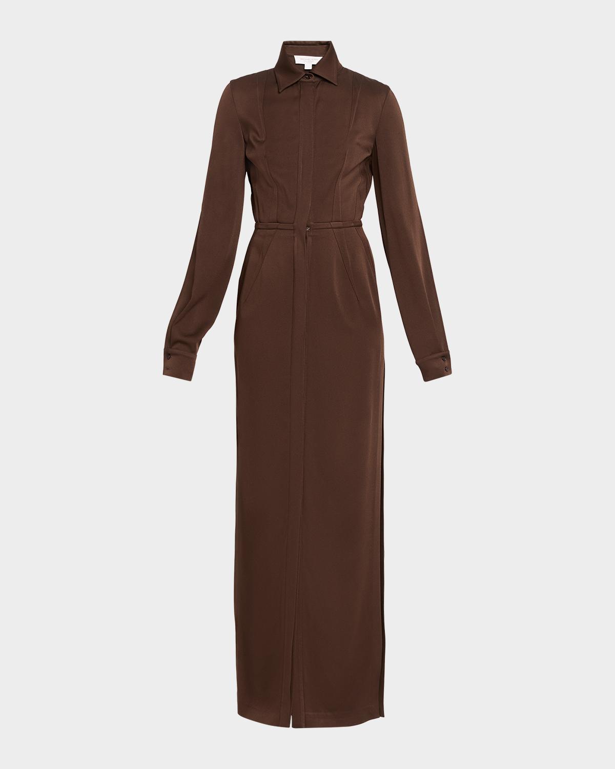 Michael Kors Collection Split-Sleeve Techno Maxi Shirtdress