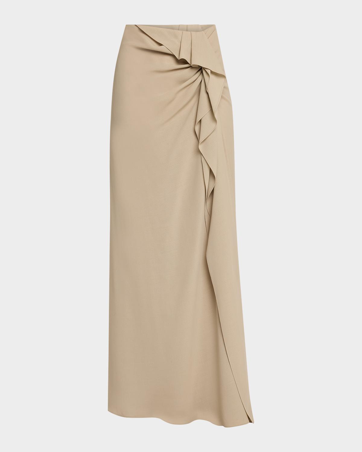 Michael Kors Collection Draped Fluid Wool Maxi Skirt