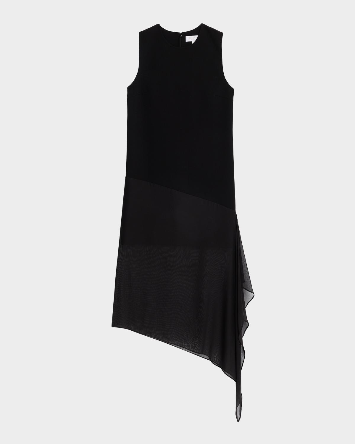 Michael Kors Collection Sleeveless Wool Crepe Sheer Midi Dress