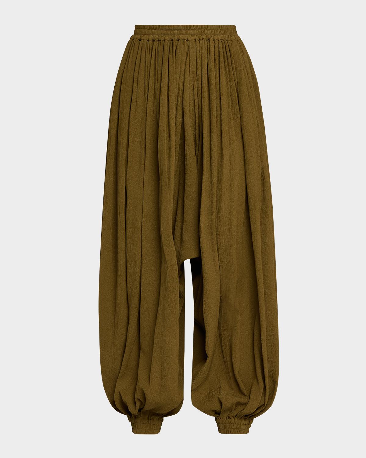 Michael Kors Collection Ruched Silk Seersucker Balloon Pants