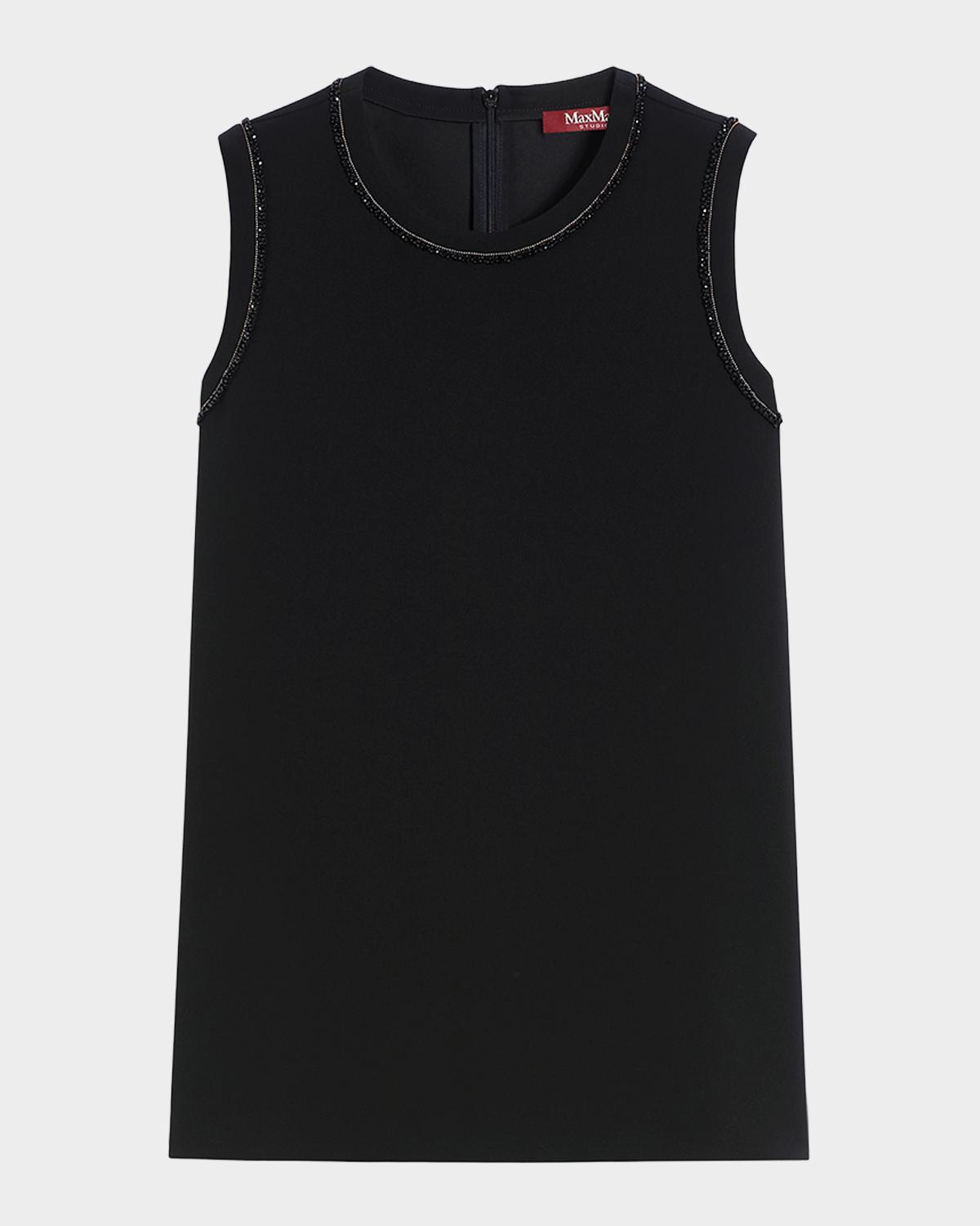 Max Mara Studio Sleeveless Bead-Trim Cady Blouse