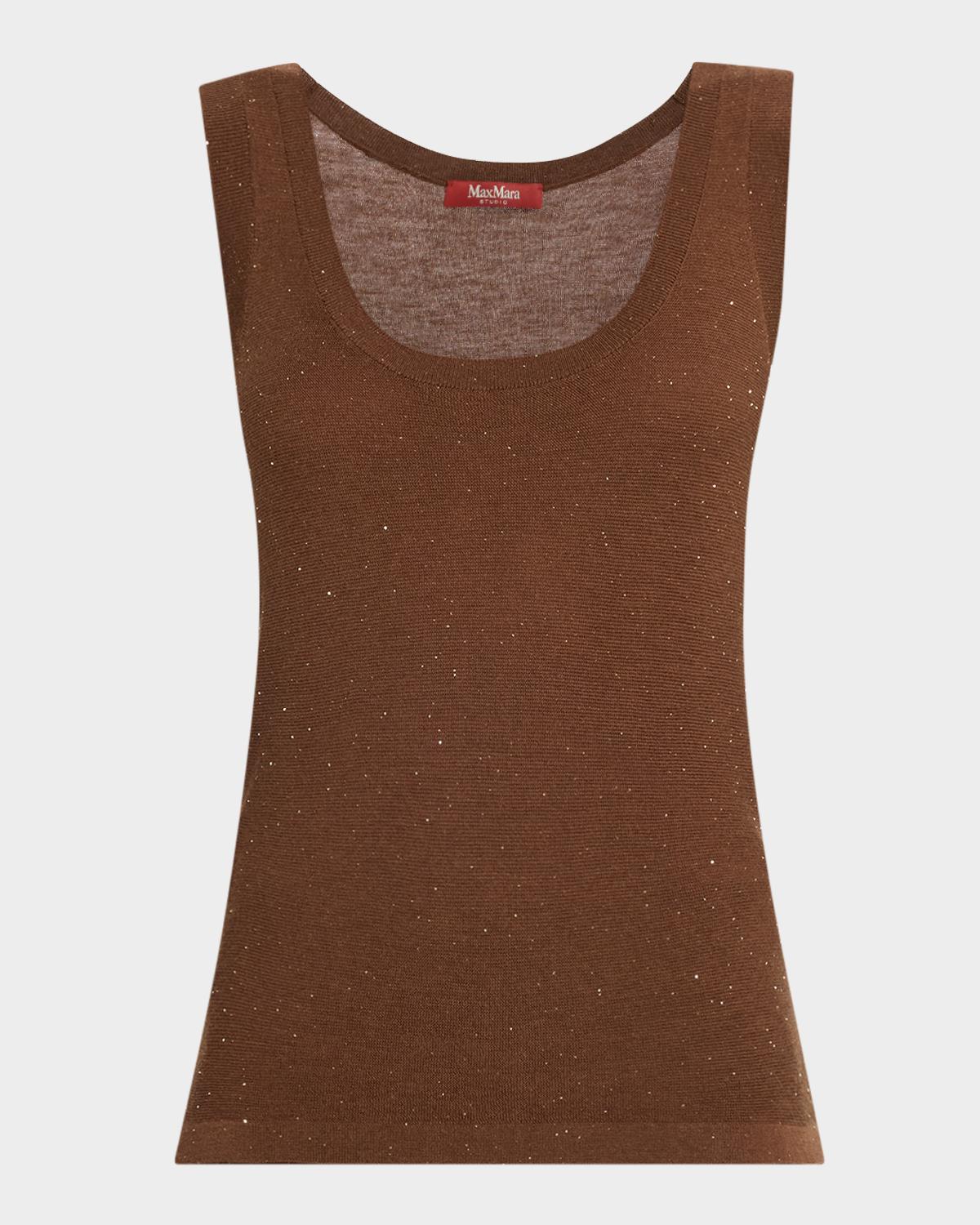 Max Mara Studio Sequin Silk-Wool Knit Tank Top