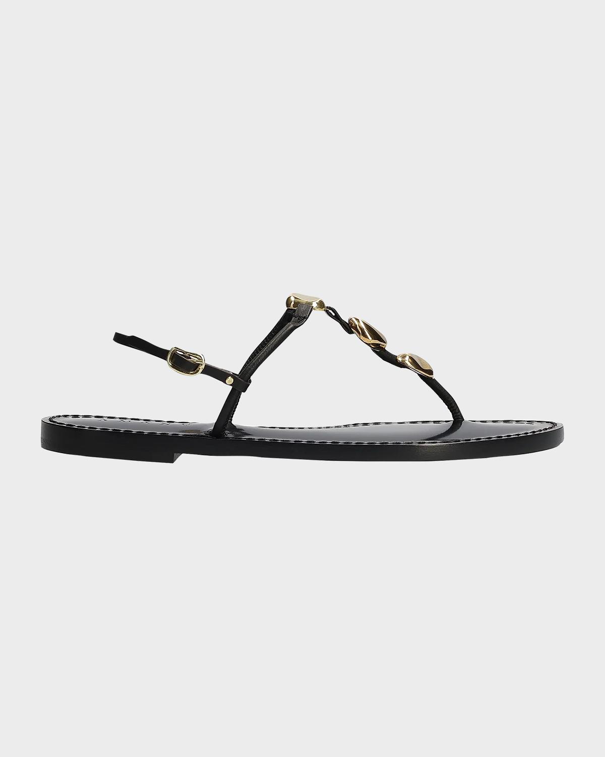 AMANU The Nairobi Leather T-Strap Sandals