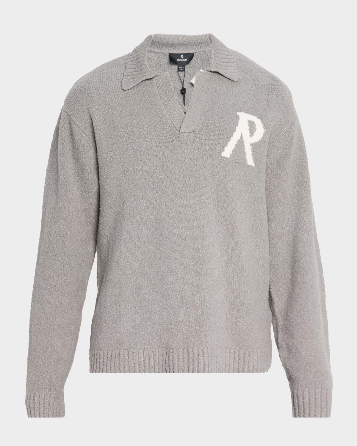 Men & apos;s Knitted Boucle Polo Sweater