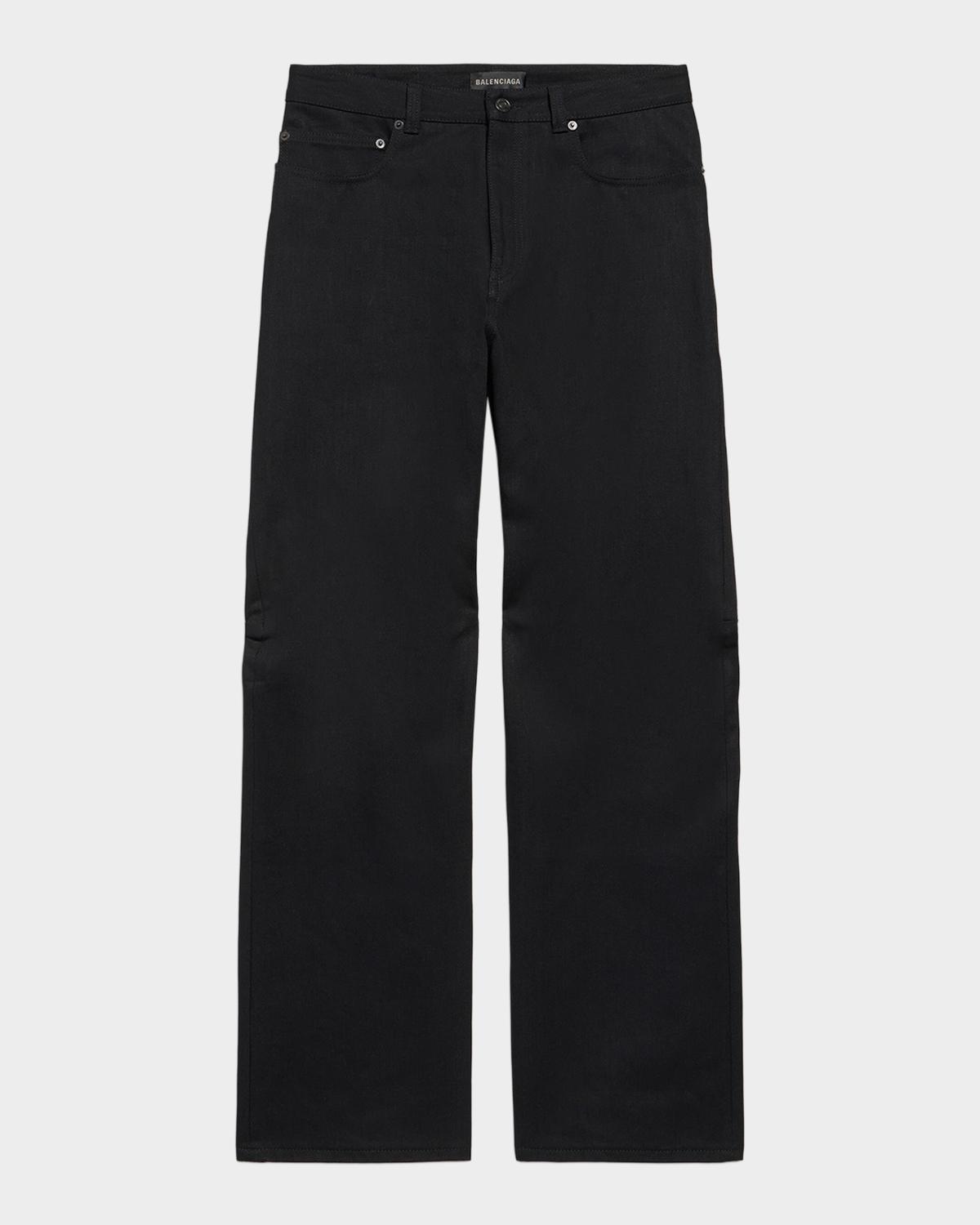 Balenciaga Men's Black Denim Wide-Leg Jeans