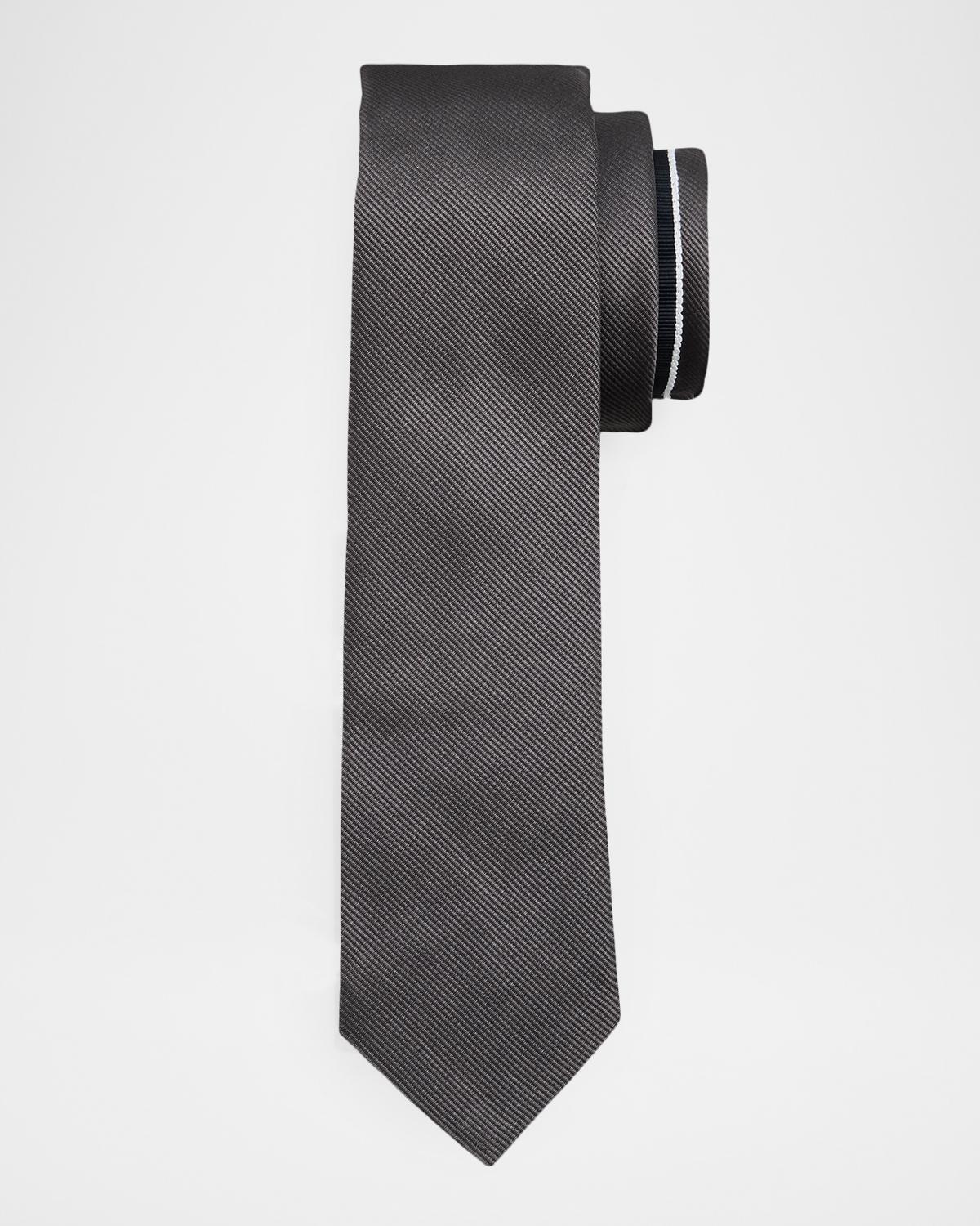 Thom Browne Men's Signature Grosgrain-Trim Silk Tie