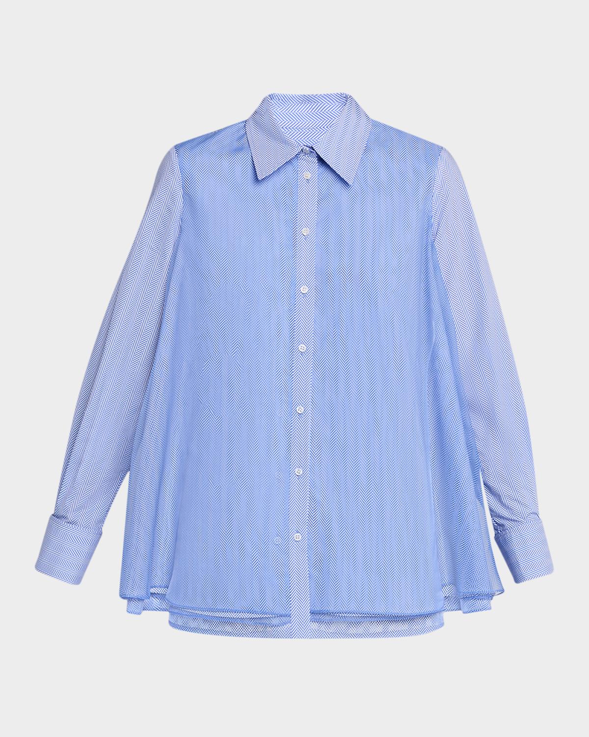 Brandon Maxwell Vaughn Frothy Layered Button-Down Shirt