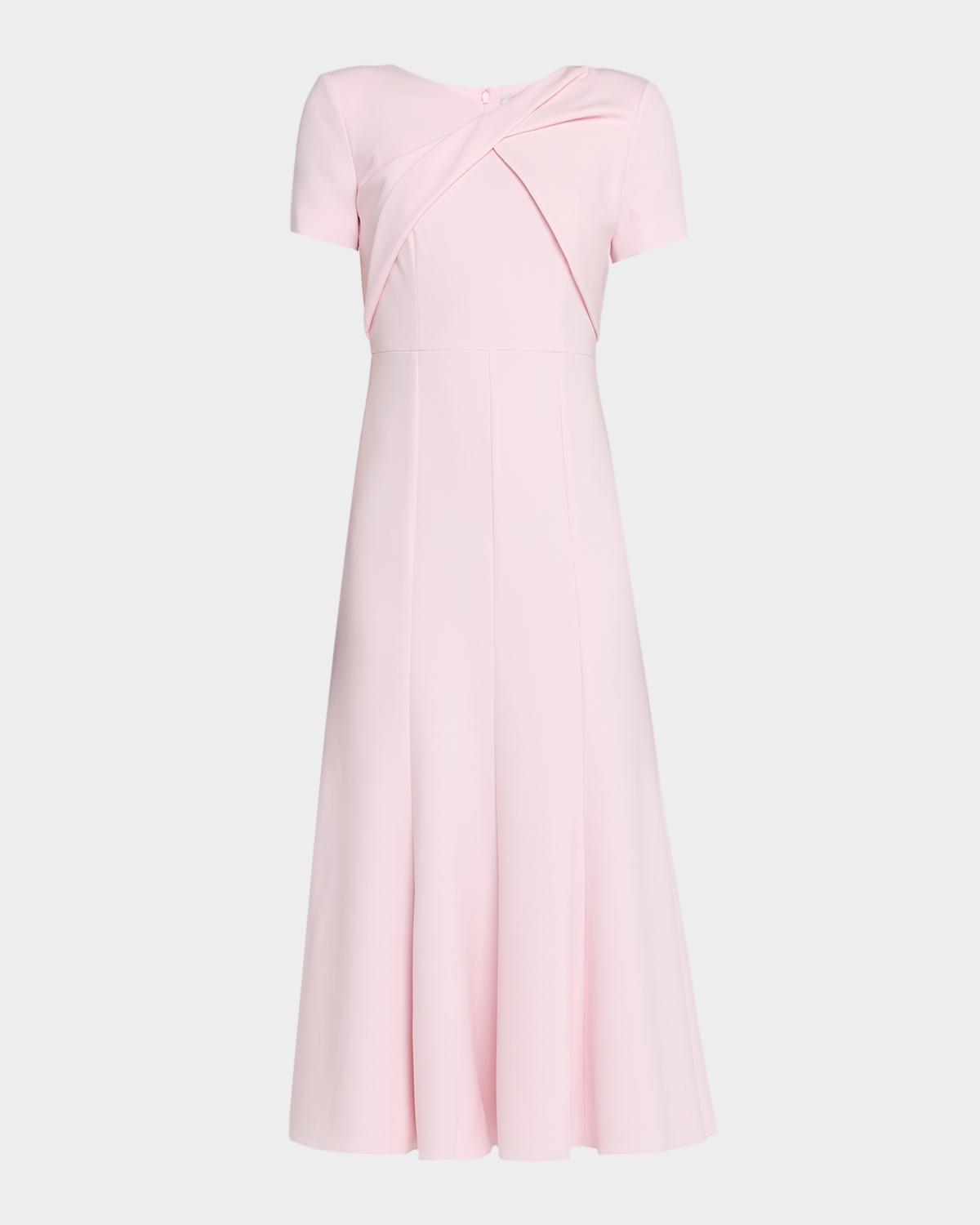 Roland Mouret Twist Draped Short-Sleeve Midi Dress