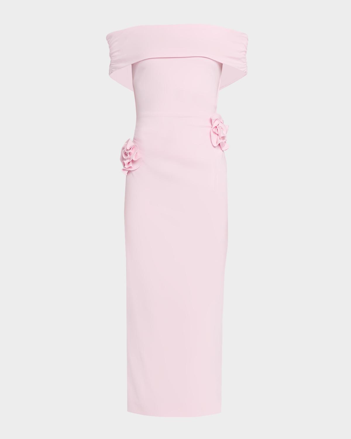 Roland Mouret Off-The-Shoulder Flower Jersey Midi Dress