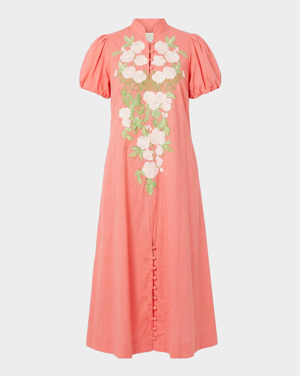 Mestiza New York Elliana Floral-Embroidered Midi Shift Dress