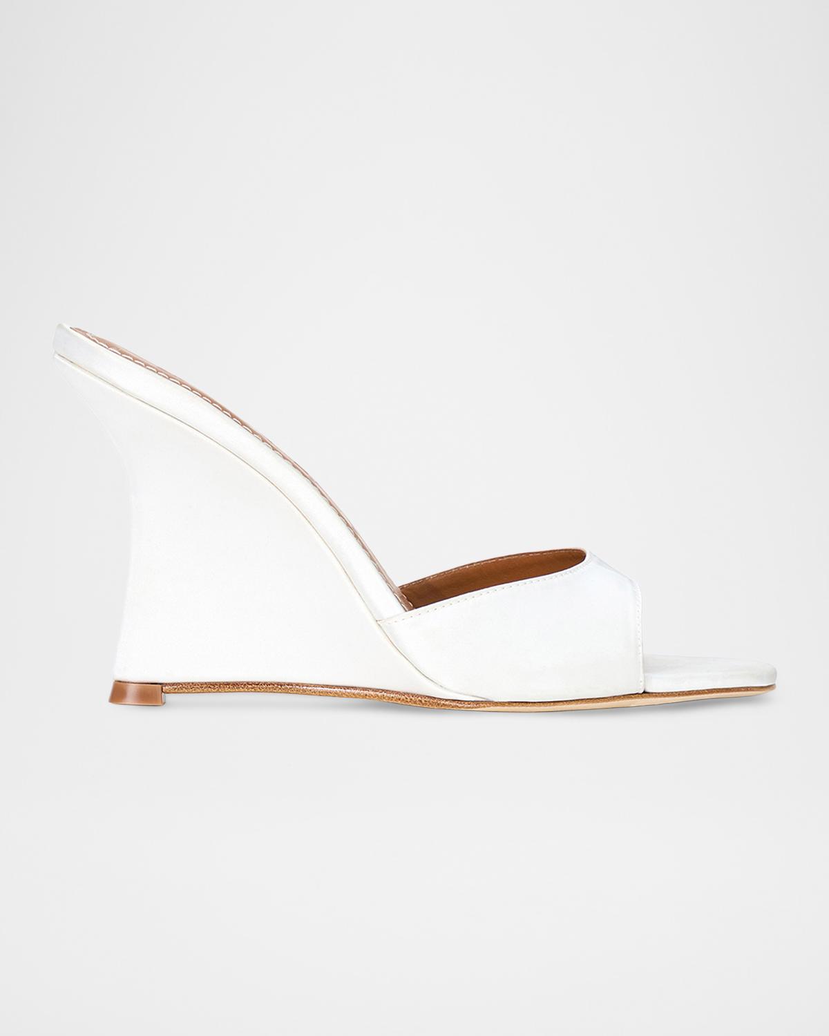 STAUD 100mm Brigitte Satin Wedge Mules