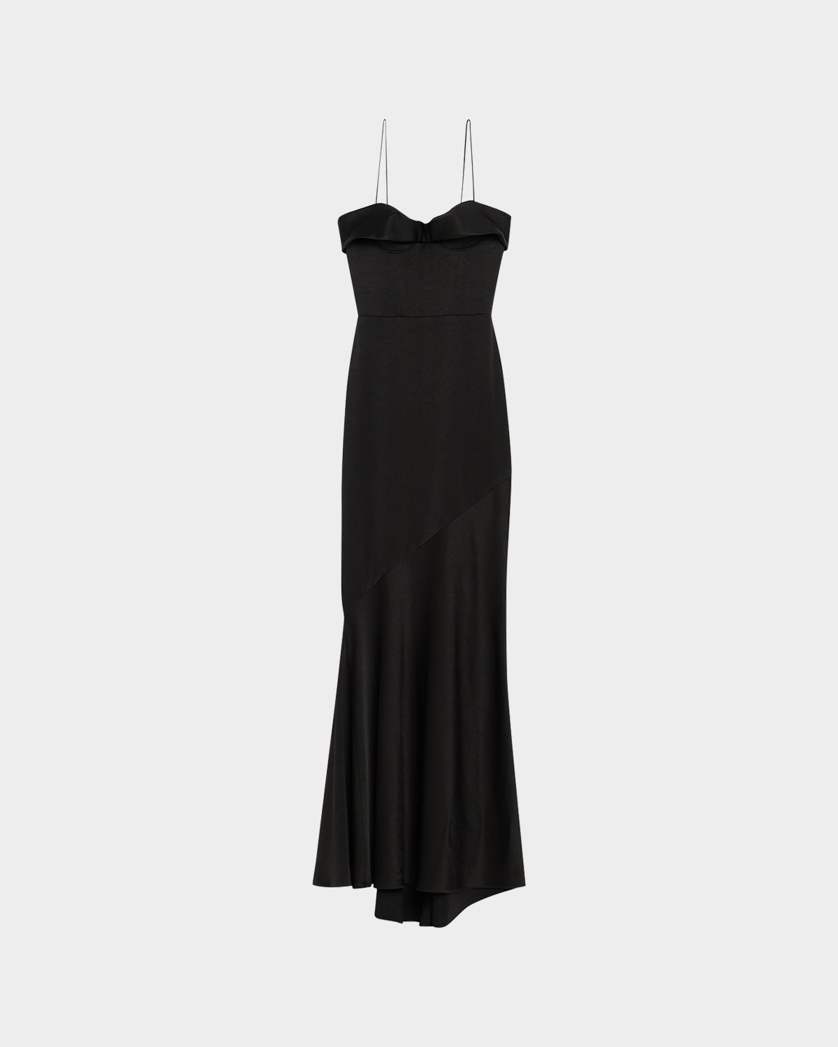 Alex Perry Cupped Draped Satin Gown