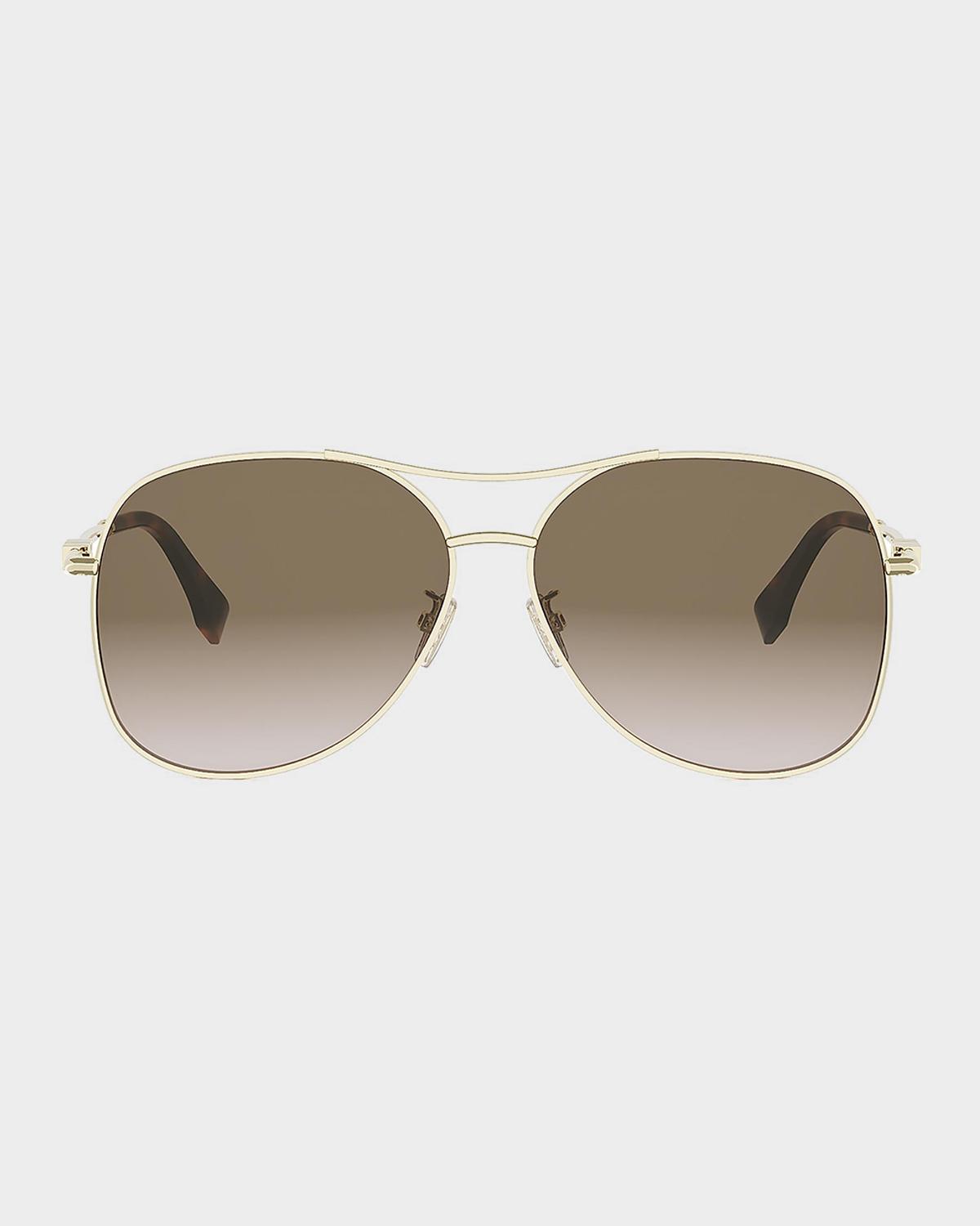 Fendi Fendigraphy 61mm Metal Aviator Sunglasses