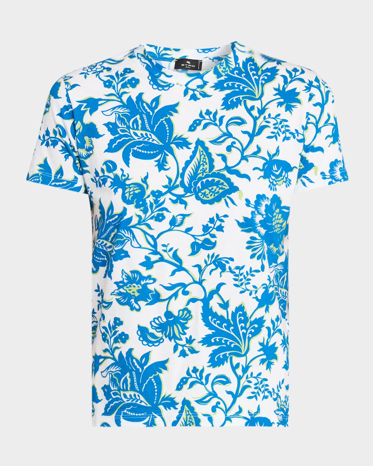Etro Floral-Print Cotton Short-Sleeve T-Shirt