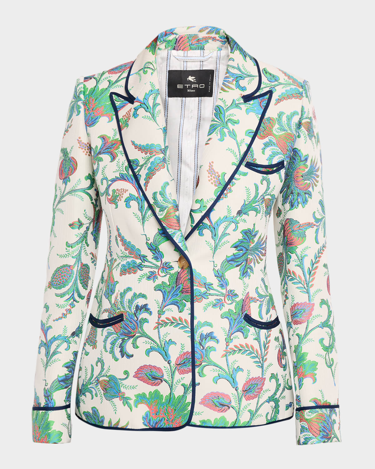 Etro Floral Jacquard Single-breasted Fitted Jacket In Multi