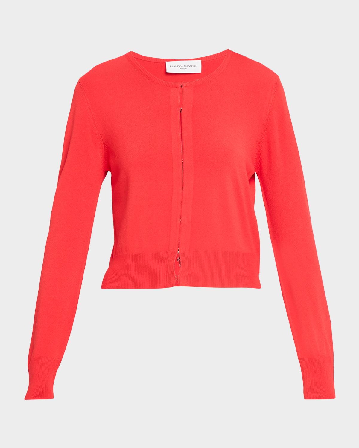 Brandon Maxwell The Ellery Viscose Rib Crewneck Cardigan