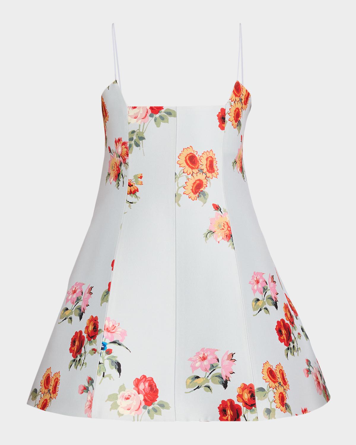 Brandon Maxwell The Zinnia Floral Wool-Silk Faille Mini Dress