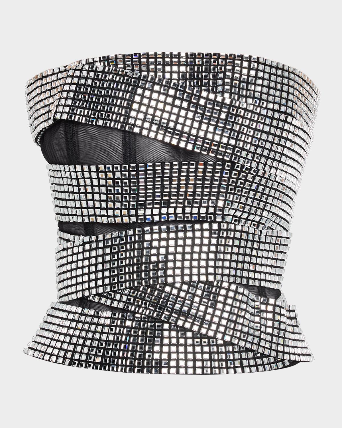 AREA Disco Ball Bustier Top