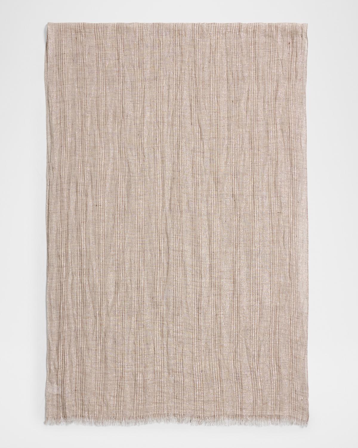 Brunello Cucinelli Sparkling Striped Linen-Blend Scarf